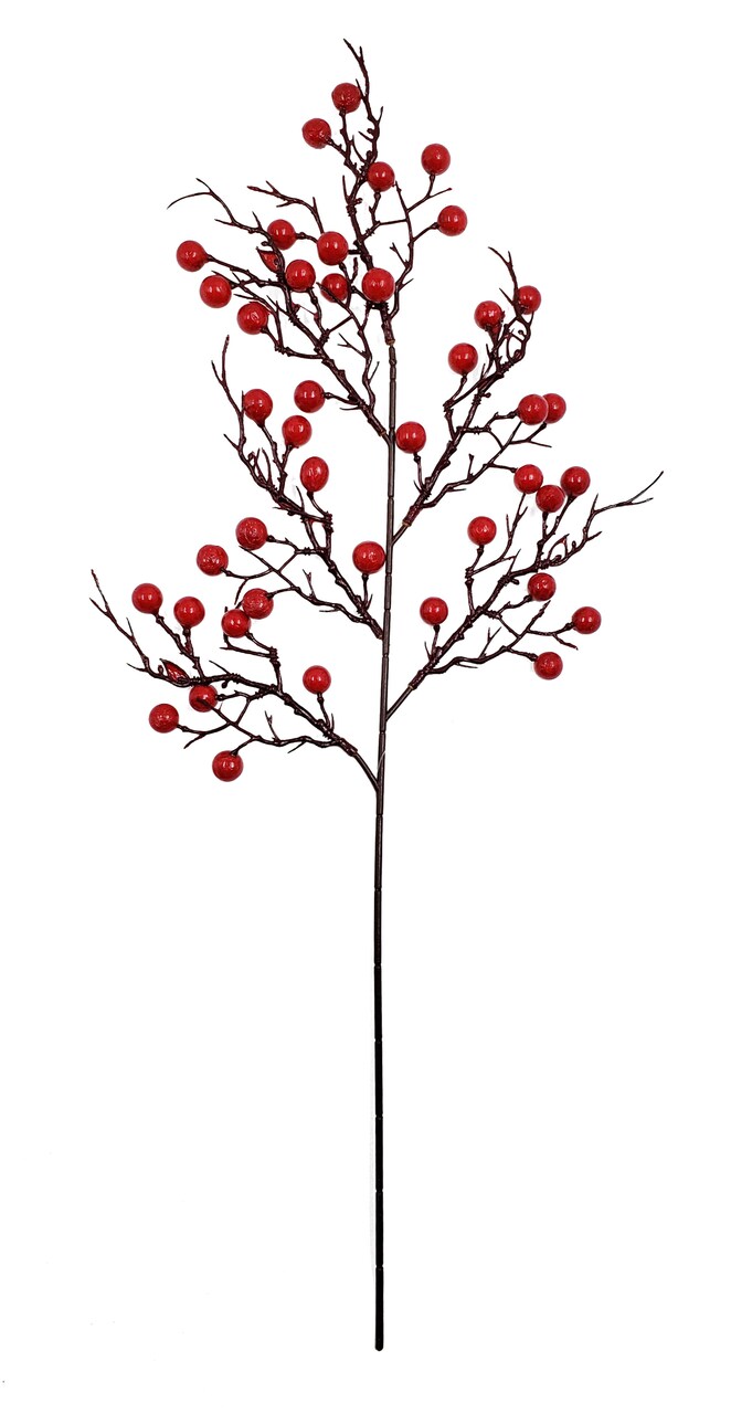 29" Red Berry Spray, Waterproof Artificial Branch for Home Decor, Floral Arrangement, Wreaths, DIY Craft – 12 Pieces